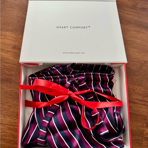 Derek Rose Purple Navy Blue and White Striped Women's Silk Shorts